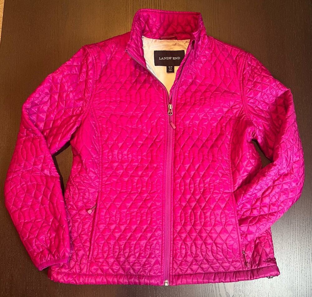 Lands’ End Primaloft Quilted Fuschia Pink Jacket Women’s Small Petite 6-8